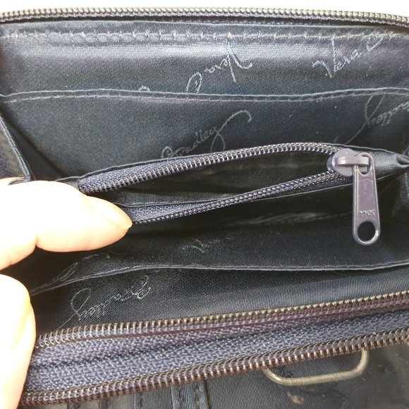 VERA BRADLEY ZIP AROUND BLUE/GREEN/WHITE WALLET - Picture 5 of 10